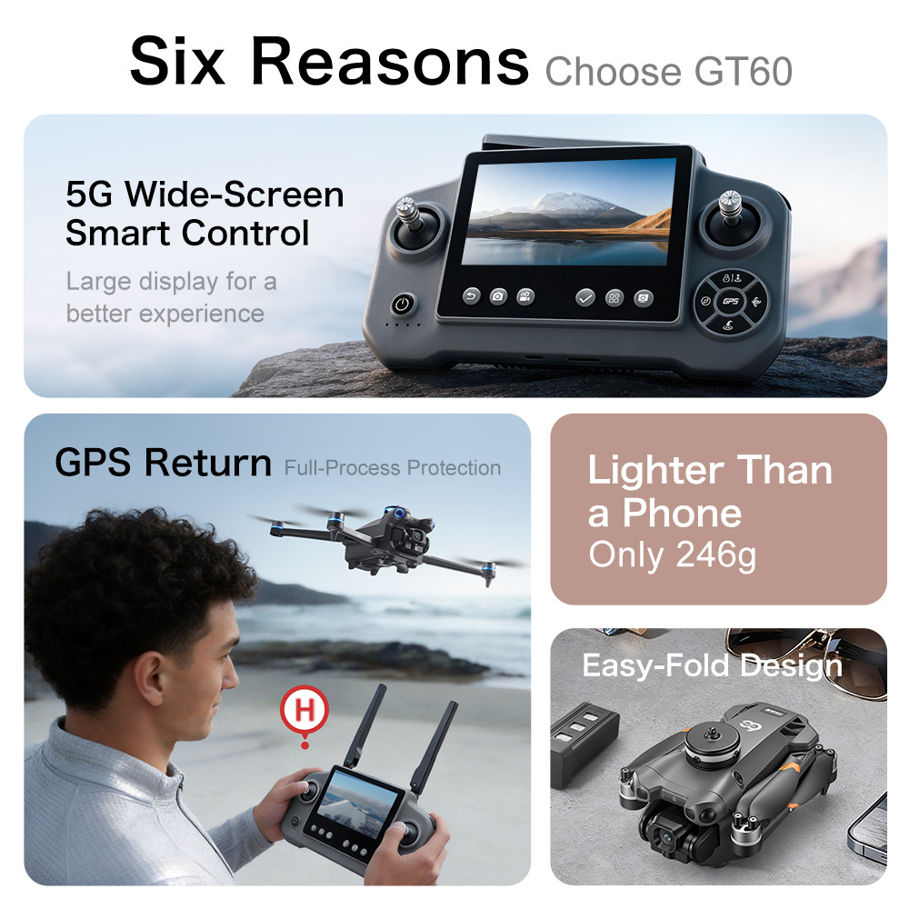 Новый квадрокоптер GT60 с GPS, – обзор и цена Drone Camera Wide Angle
